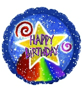 18" Happy Birthday Rainbow Star