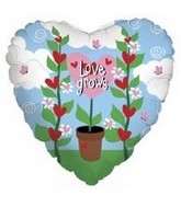 18" Love Grows Pot Flower Heart