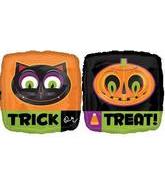 18" Square Trick Or Treat Cat & Pumpkin