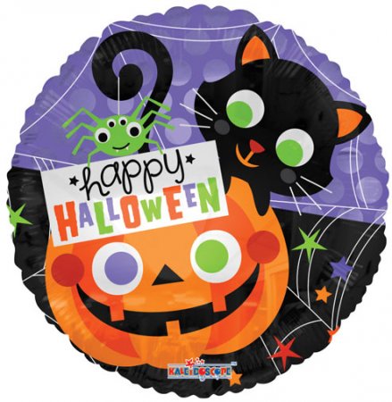 18" HALLOWEEN CAT & PUMPKIN