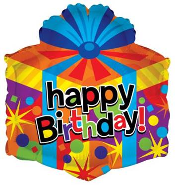 18" Happy Bday Gift Box Shape