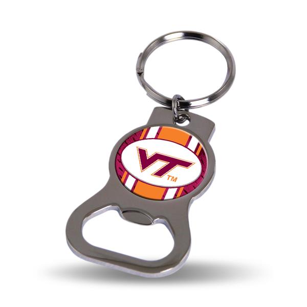 Virginia Tech Bottle Opener Keychain Silver